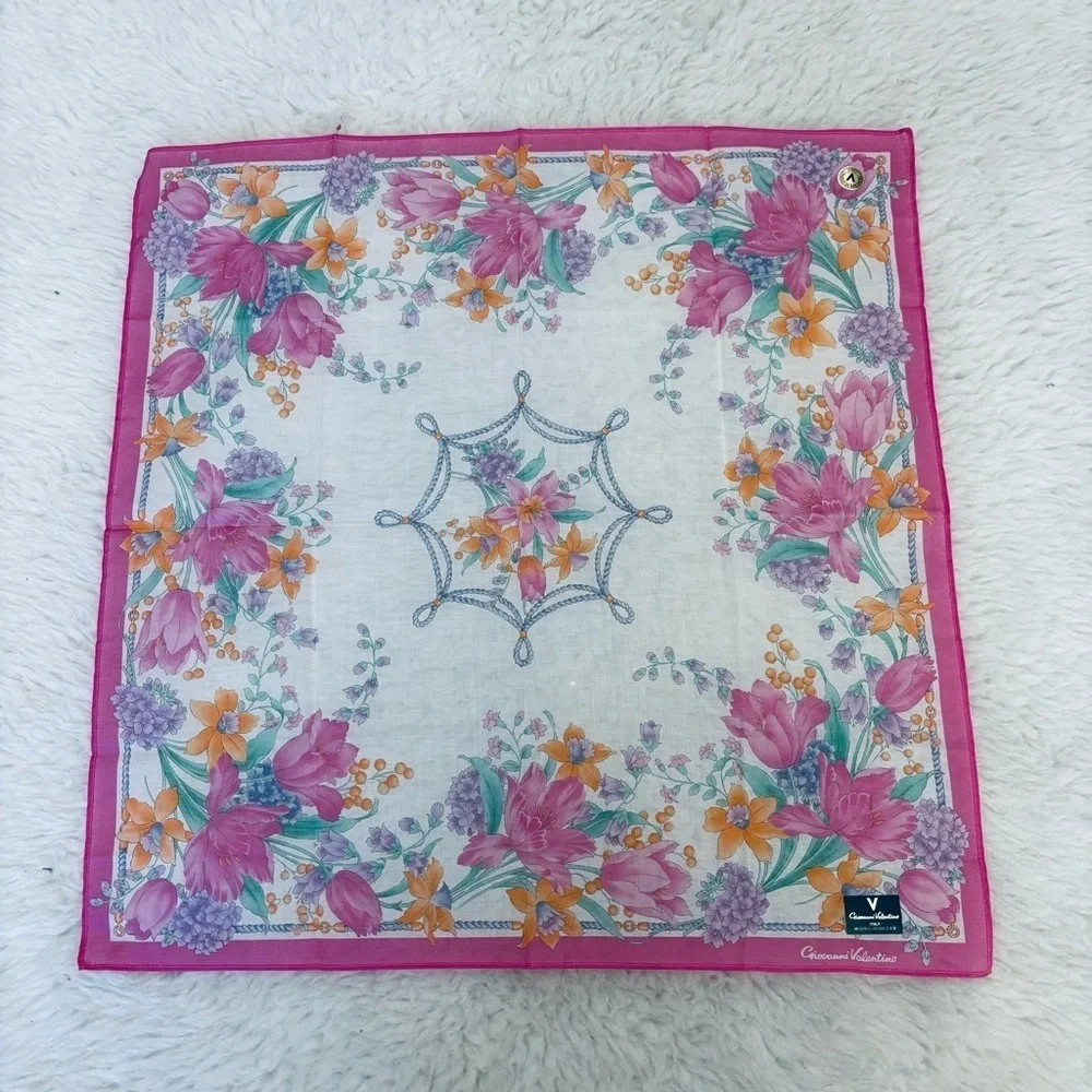 Giovanni Valentino Cotton Multicolor Handkerchief/Bandanna/Scarf 18”